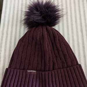 Lululemon Purple Knit Beanie with Pom